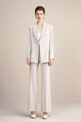 Apricot Double Breasted Wide Leg Pantsuit - FashionByTeresa